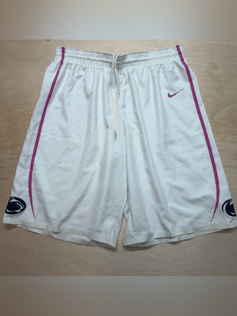 Nike Penn State Basketball Shorts Player Issued Practice White Pink Men's 38
